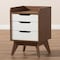 Baxton Studio Brighton Mid-Century White and Walnut Wood 3-Drawer Storage Nightstand 137-7498 - alternate 3